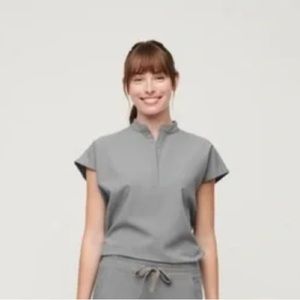 FIGS Limited Edition Dark Space Gray Rafaela Top & Basic Pants Set